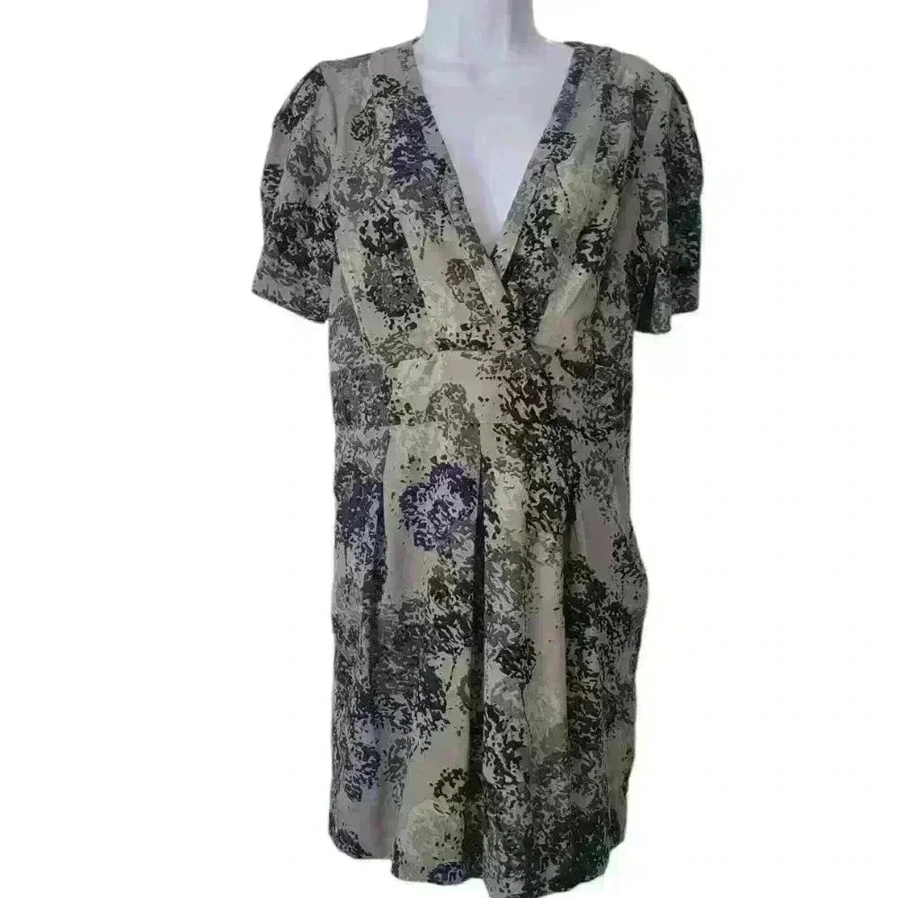Banana Republic Petite Dress Gray Abstract Size 12P